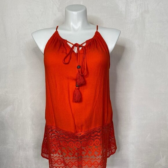 NWT 7th Ave New York & Co. Tassel Tie Crochet Top - Picture 2 of 8